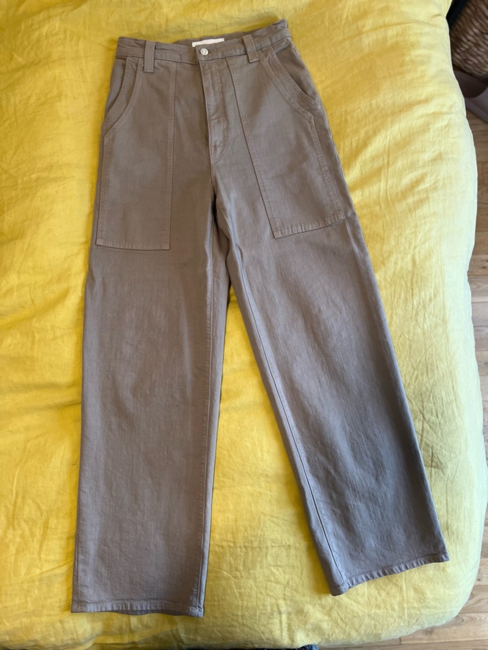 Mother High-Rise Straight Leg Utility Pants in Tan Sz 27